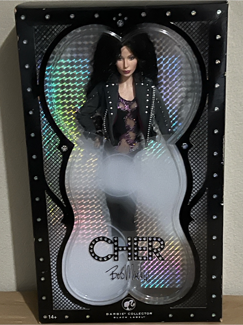 Bob Mackie Black Studded Leather Jacket Doll